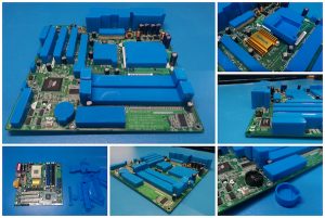Example of conformal coating masking boots for a circuit board