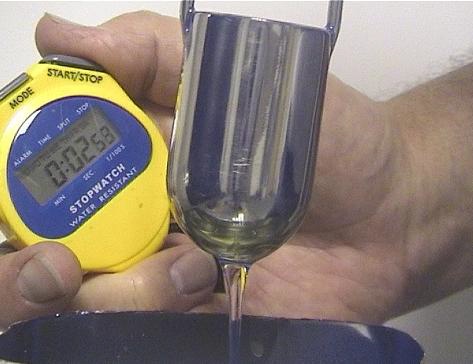Conformal coating viscosity control – Zahn cup measurement with stopwatch for process consistency
