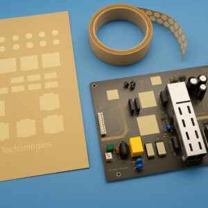 Custom shape masking sheet used to protect PCB areas during conformal coating application