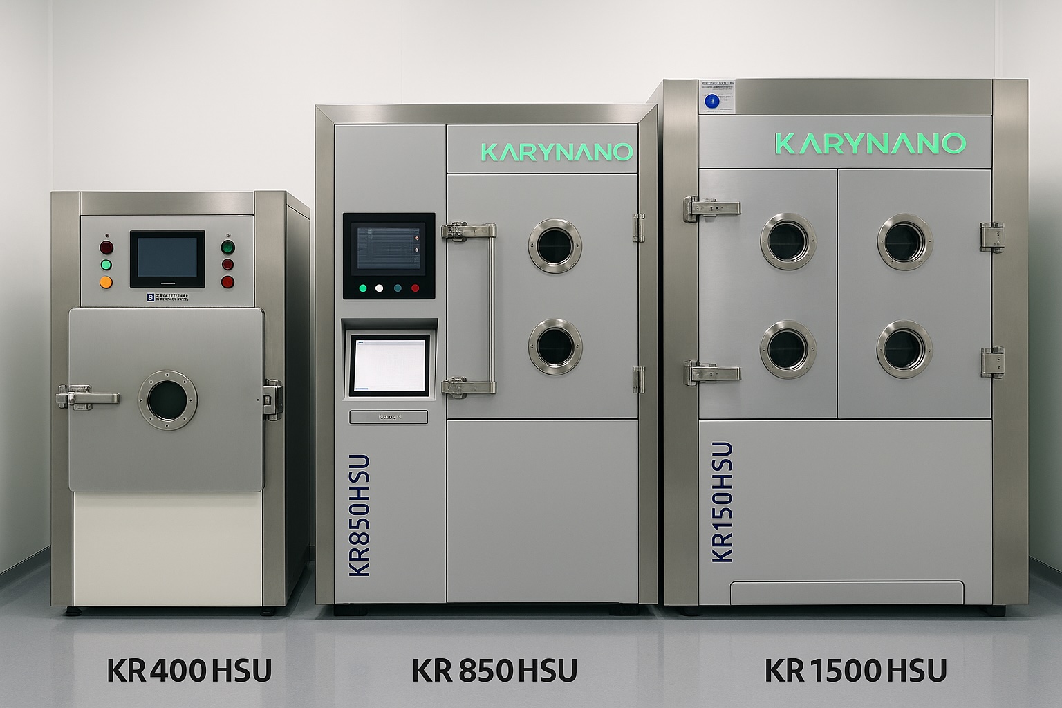 Cleanroom-embedded Parylene coating systems including KR400HSU, KR850HSU and KR1500HSU for medical, aerospace and semiconductor production