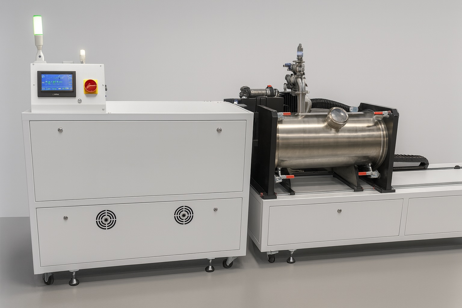 Horizontal Parylene coating equipment (KR400L) for long-part and tubular component deposition