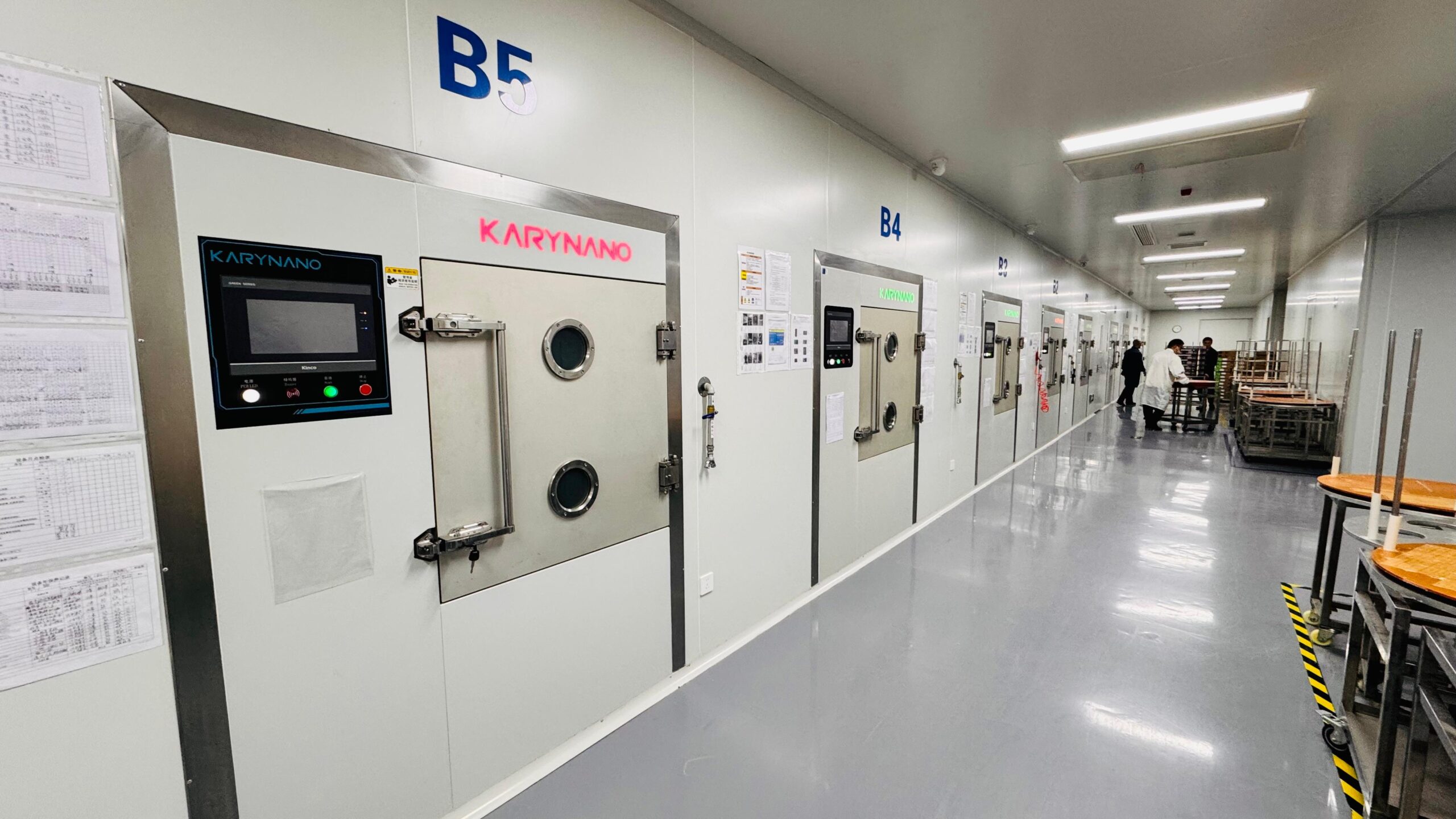 Cleanroom-embedded Parylene coating systems in KaryNano’s production facility with multiple KR-series machines in operation