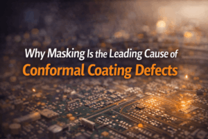 Masking-related defects causing coating ingress and poor boundaries on PCB assemblies